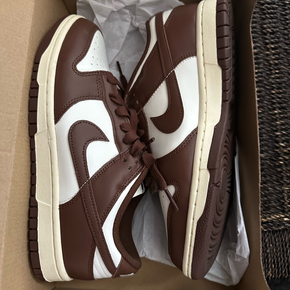 Women’s Brown and White Nike Dunks